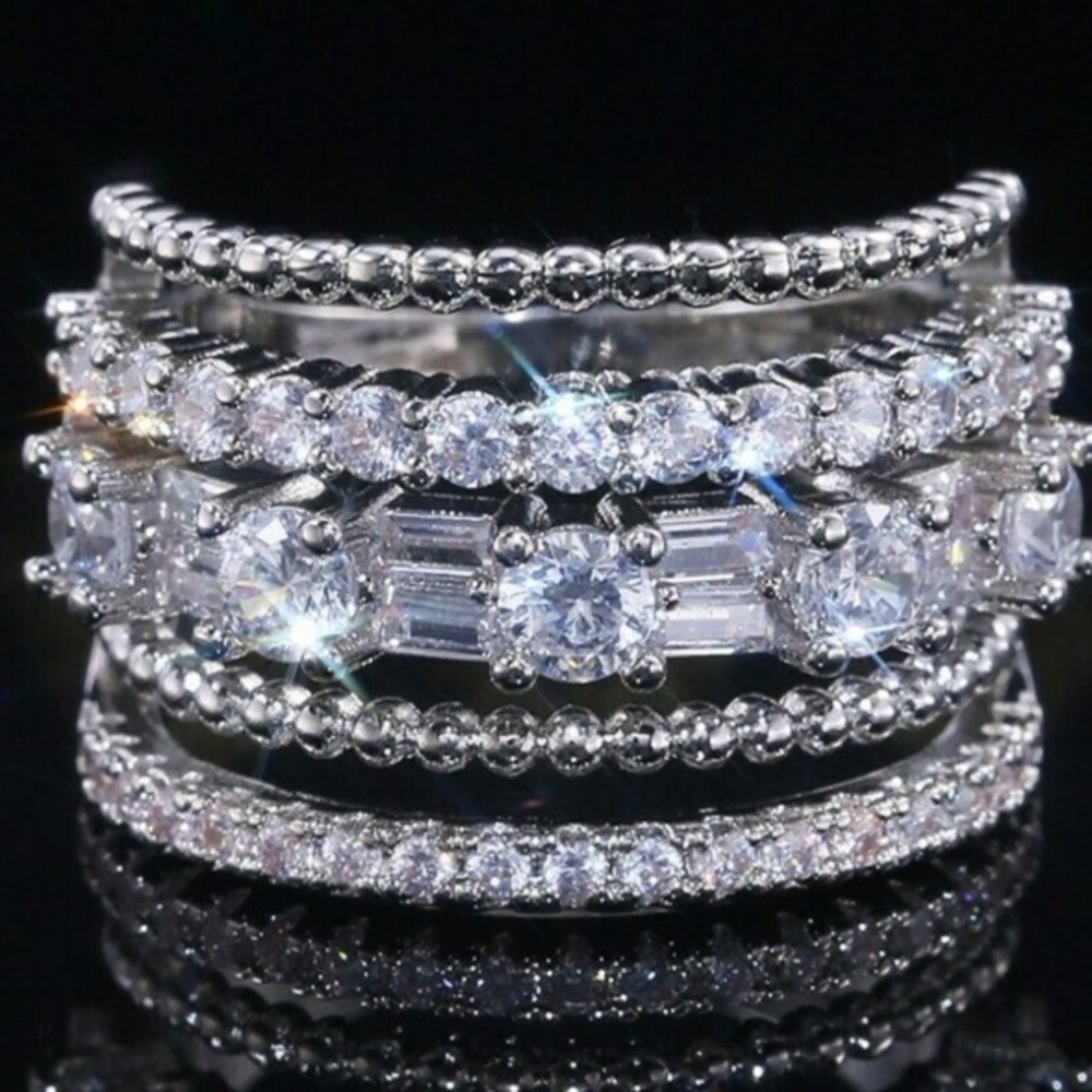 **NEW 925 Sterling Silver Diamond Multi Band Ring - Picture 2 of 7